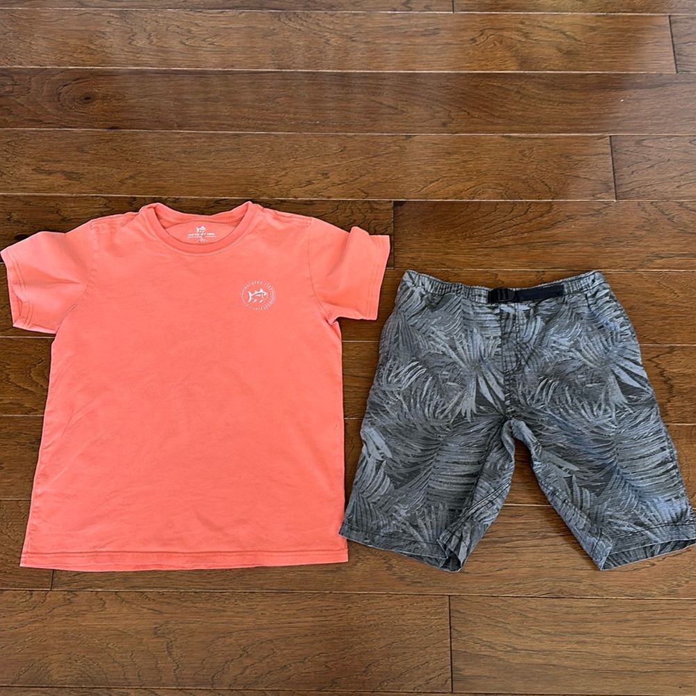 Boys Southern Tide shirt (XL 16) and GAP Tropical shorts (XXL 14-16)